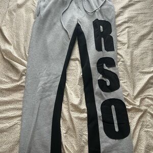 Rockstar Original patch logo grey & black stacked/flared sweatpants